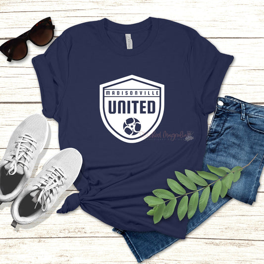 Madisonville United Soccer Large Logo | All White Large Logo | Unisex Tee