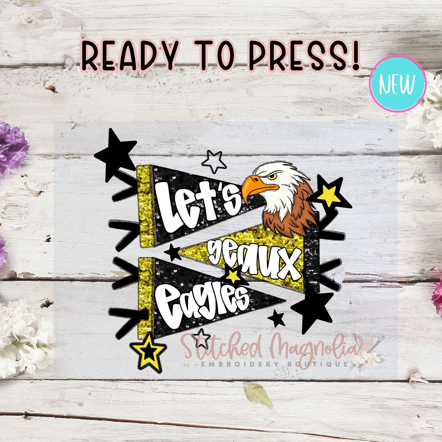 Single DTF Transfer - Faux Sequin Madisonville Junior High Eagles Pennants | Heat Press Ready (Copy)