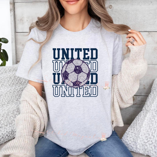 United Soccer Glitter Design - Unisex Tee