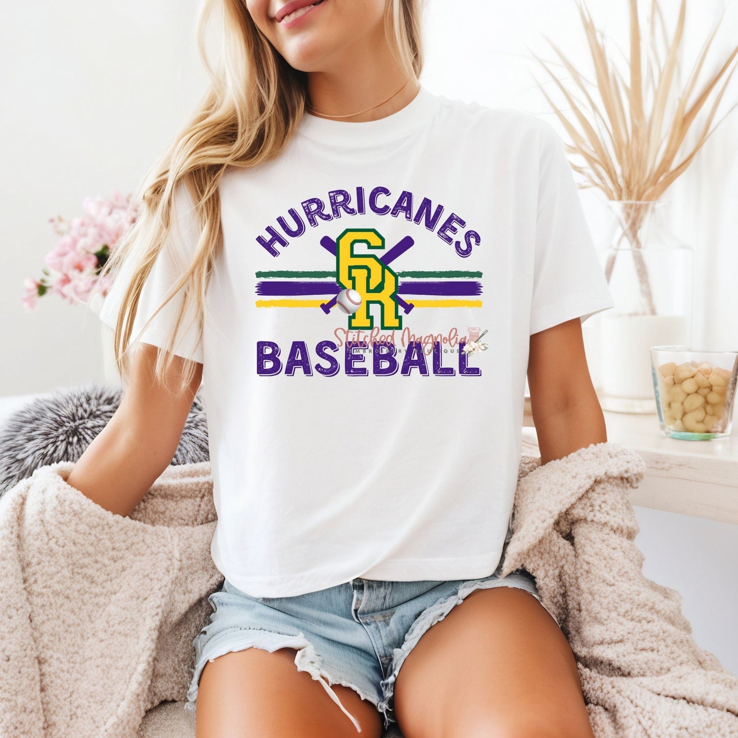 Hurricanes Baseball T-Shirt - Retro Striped Logo Design