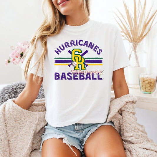 Hurricanes Baseball T-Shirt - Retro Striped Logo Design