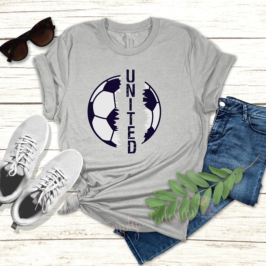 United Distressed Split Soccer Ball Design - Unisex Tee
