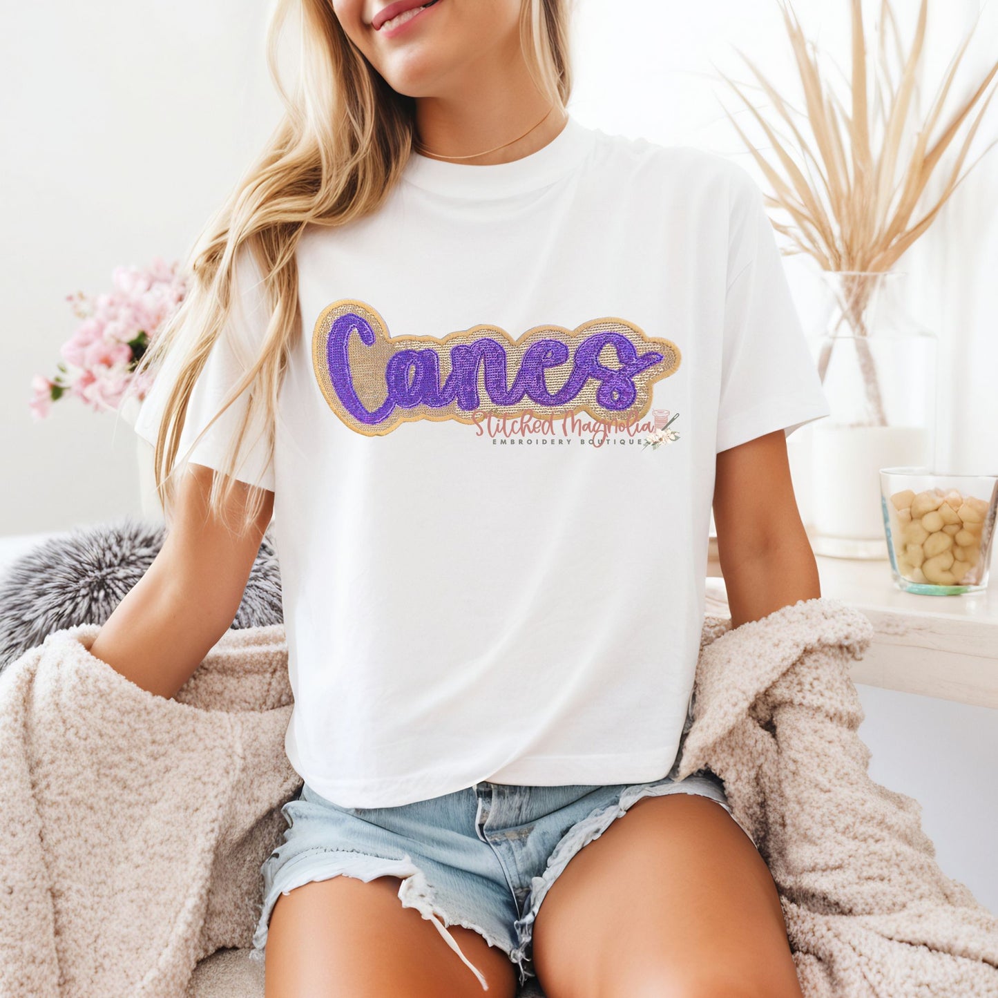 Canes Sequin Patch Tee | Hurricanes Sequin Patch | 6 Rings Baseball Tee
