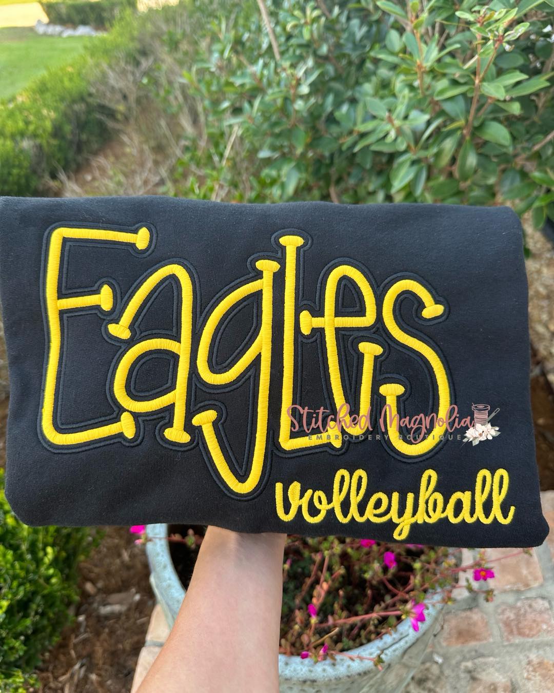 Eagles Puff Embroidery Adult Sweatshirt with Volleyball Add On