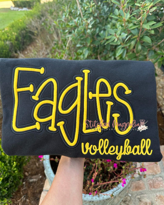 Eagles Puff Embroidery Adult Sweatshirt with Volleyball Add On